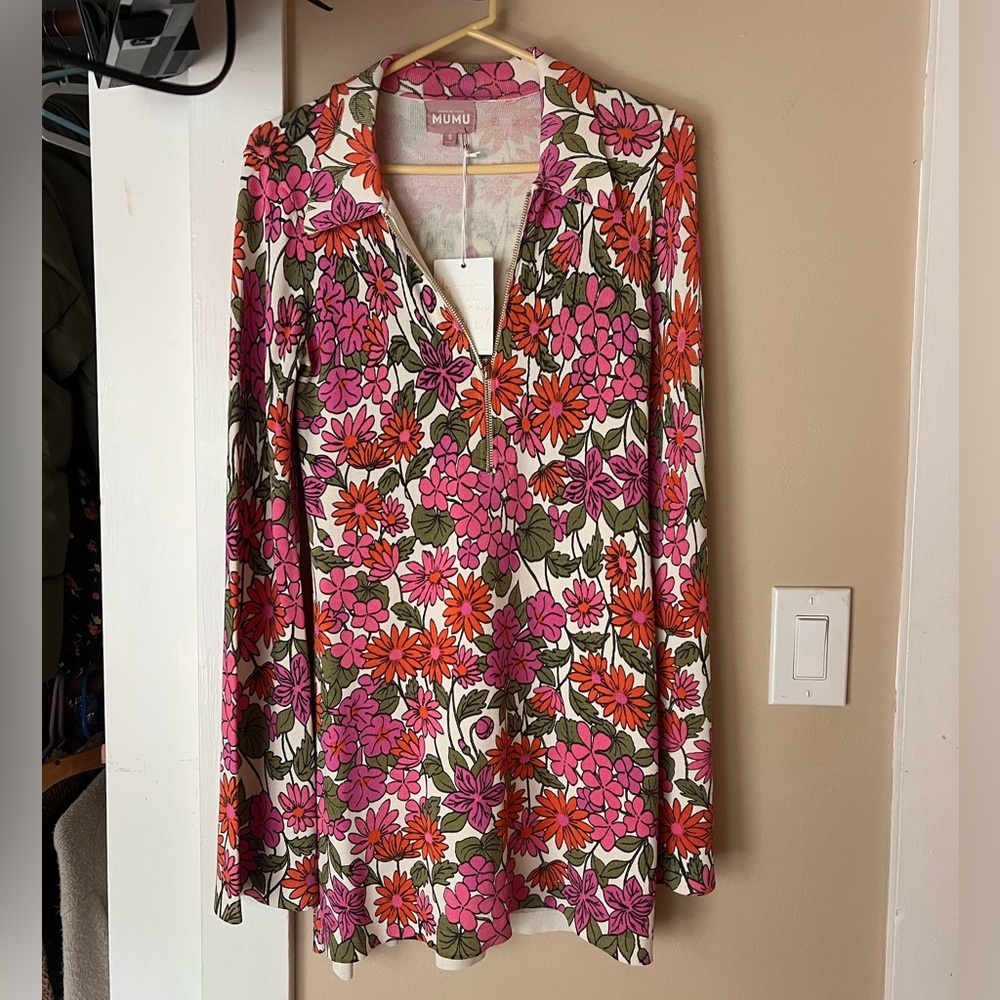 Show Me Your MuMu Charlie Collar Floral Dress - Pink, Orange, Green